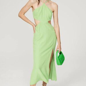 Louna Green Halter Cutout Midi Dress M